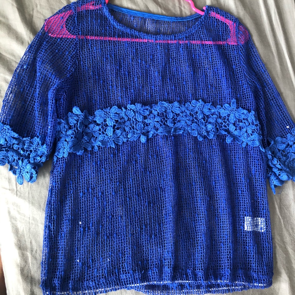 Blue see through blouse in size M/L